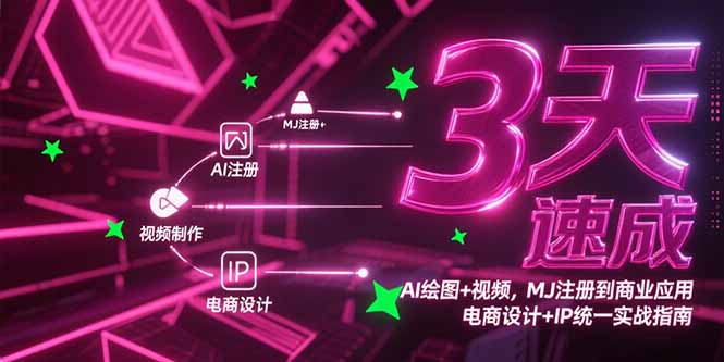 3天速成AI绘图+视频，MJ注册到商业应用，电商设计+IP统一实战指南-谷进海小站