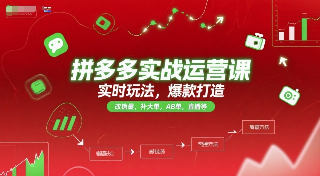 拼多多实战运营课，实时玩法，爆款打造，改销量，补大单，AB单，直播等(更新2025月)-谷进海小站