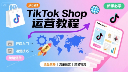 TikTok Shop从0到1运营教程，TikTok跨境电商新手必学课程-谷进海小站
