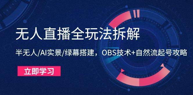 无人直播全玩法拆解：半无人/AI实景/绿幕搭建，OBS技术+自然流起号攻略-谷进海小站