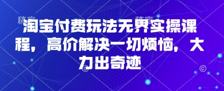 淘宝付费玩法无界实操课程，高价解决一切烦恼，大力出奇迹-谷进海小站
