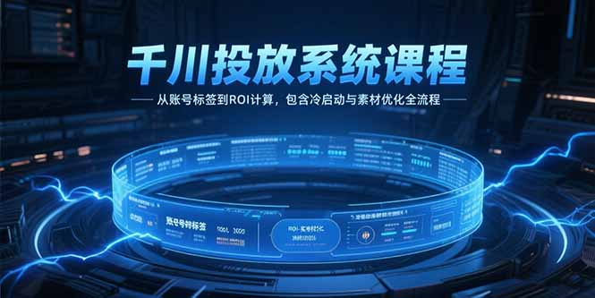 千川投放系统课程，从账号标签到ROI计算，包含冷启动与素材优化全流程-谷进海小站