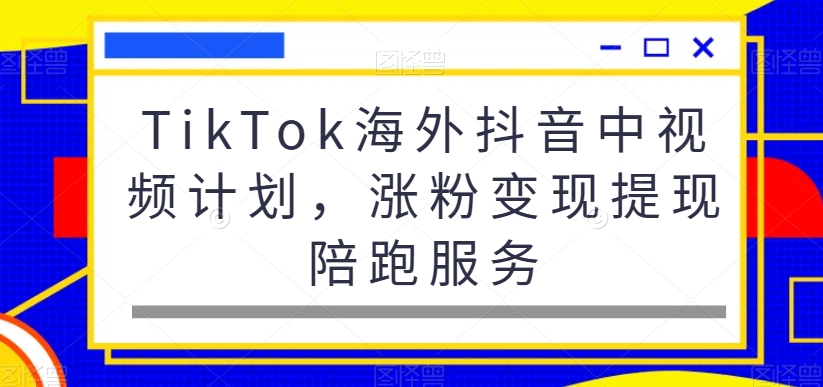 TikTok海外抖音中视频计划，涨粉变现提现陪跑服务-谷进海小站