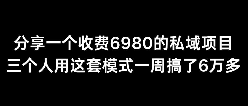 分享一个外面卖6980的私域项目三个人用这套模式一周搞了6万多【揭秘】-谷进海小站