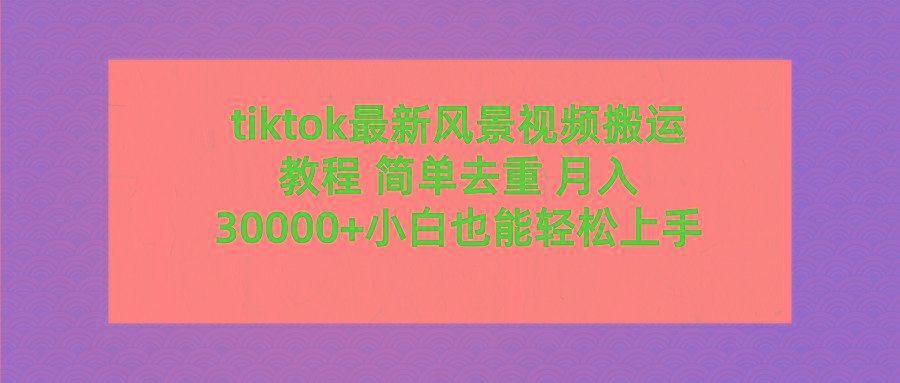 (9804期)tiktok最新风景视频搬运教程 简单去重 月入30000+附全套工具-谷进海小站