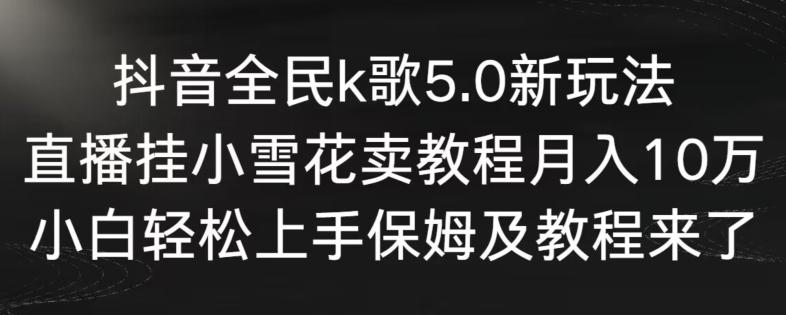 抖音全民k歌5.0新玩法，直播挂小雪花卖教程月入10万，小白轻松上手，保姆及教程来了【揭秘】-谷进海小站