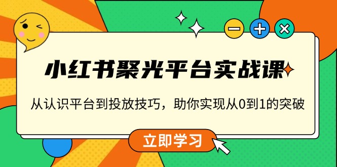 小红书 聚光平台实战课，从认识平台到投放技巧，助你实现从0到1的突破-谷进海小站