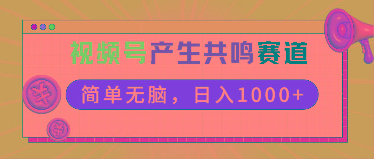 2024年视频号，产生共鸣赛道，简单无脑，一分钟一条视频，日入1000+-谷进海小站