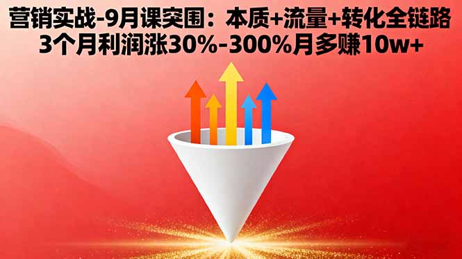 营销实战-9月突围课:本质+流量+转化全链路 3个月利润涨30%-300%月多赚10w+-谷进海小站