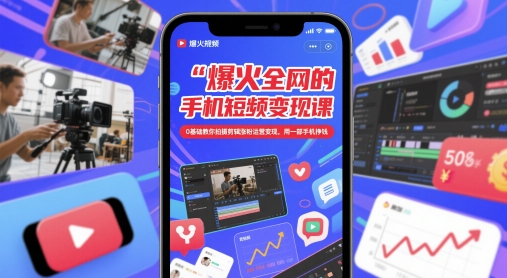 爆火全网的手机短视频变现课，0基础教你拍摄剪辑涨粉运营变现，用一部手机挣钱-谷进海小站