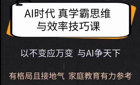 Ai时代真学霸思维与学习方法课，有格局且接地气，家庭教育有力参考-谷进海小站