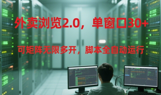 外卖浏览2.0，单窗口30+可矩阵无限多开，脚本全自动运行【揭秘】-谷进海小站