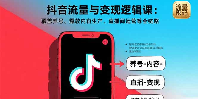 抖音流量与变现逻辑课：覆盖养号、爆款内容生产、直播间运营等全链路-谷进海小站