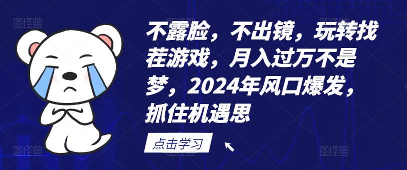 不露脸，不出镜，玩转找茬游戏，月入过万不是梦，2024年风口爆发，抓住机遇【揭秘】-谷进海小站