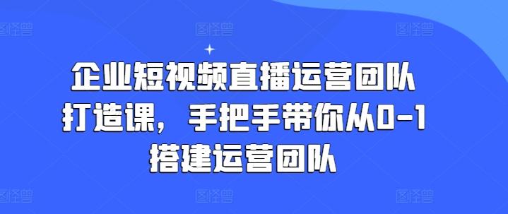 企业短视频直播运营团队打造课，手把手带你从0-1搭建运营团队-谷进海小站