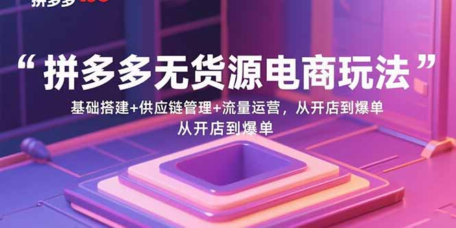 拼多多无货源电商玩法：基础搭建+供应链管理+流量运营，从开店到爆单-谷进海小站