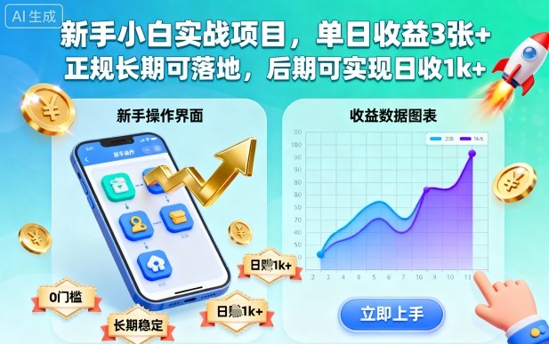 新手小白实战项目，单日收益3张+，正规长期可落地，后期可实现日收1k+【揭秘】-谷进海小站