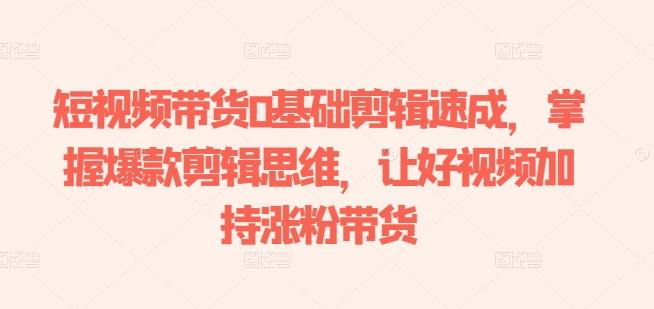 短视频带货0基础剪辑速成，掌握爆款剪辑思维，让好视频加持涨粉带货-谷进海小站
