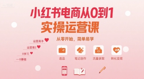 小红书电商从0到1实操运营课，从零开始，简单易学-谷进海小站
