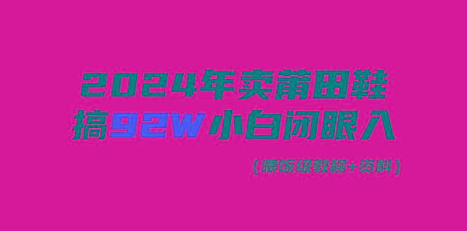 (9329期)2024年卖莆田鞋，搞了92W，小白闭眼操作！-谷进海小站