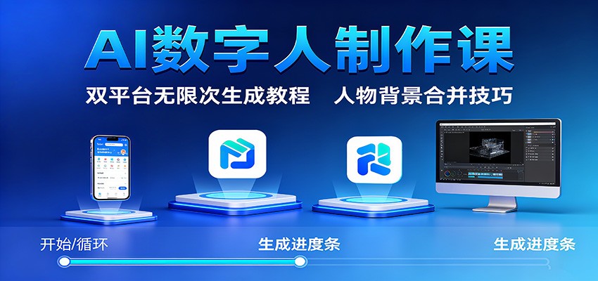 AI数字人制作课：双平台无限次生成教程，人物背景合并技巧-谷进海小站