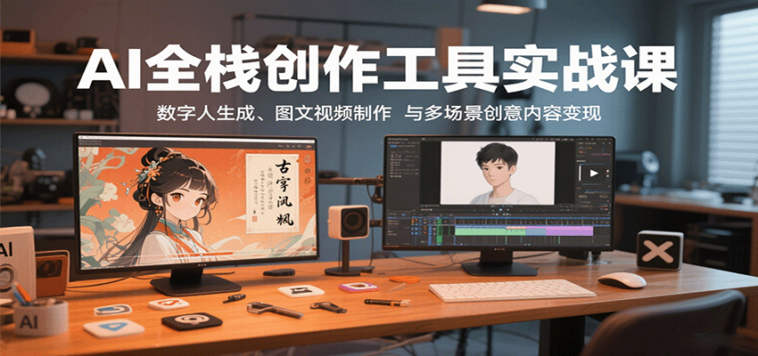 AI全栈创作工具实战课：数字人生成、图文视频制作与多场景创意内容变现-谷进海小站