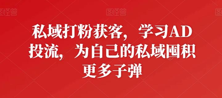 私域打粉获客，学习AD投流，为自己的私域囤积更多子弹-谷进海小站