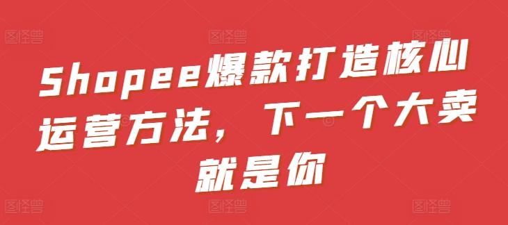 Shopee爆款打造核心运营方法，下一个大卖就是你-谷进海小站
