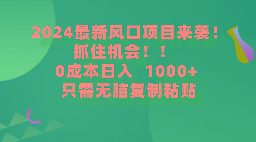 (9899期)2024最新风口项目来袭，抓住机会，0成本一部手机日入1000+，只需无脑复…-谷进海小站