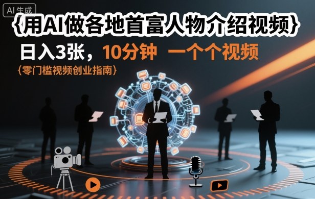 用AI做各地首富人物介绍视频，日入3张，10分钟一个视频-谷进海小站