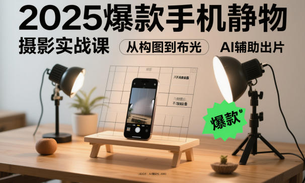 2025爆款手机静物摄影实战课，从构图到布光，不用贵设备，AI辅助出片-谷进海小站