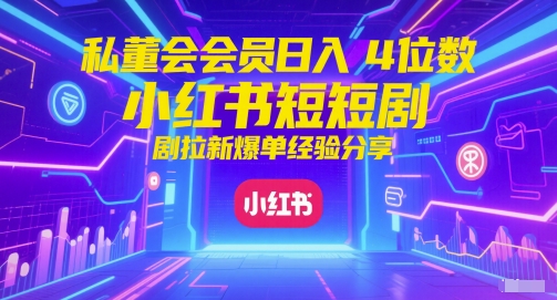 私董会会员日入4位数小红书红果短剧拉新爆单经验分享-谷进海小站