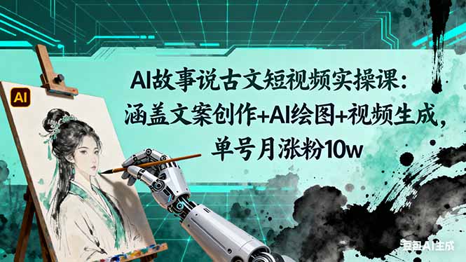 AI故事说古文短视频实操课：涵盖文案创作+AI绘图+视频生成，单号月涨粉10w-谷进海小站