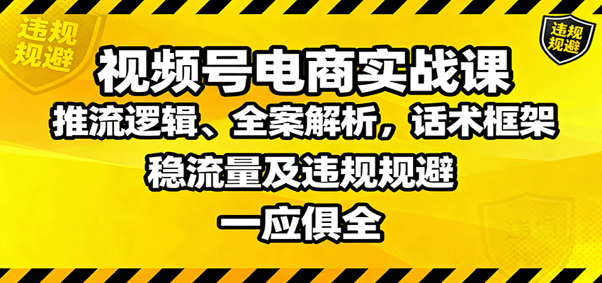 视频号电商实战课：推流逻辑、全案解析，话术框架，稳流量及违规规避等-谷进海小站