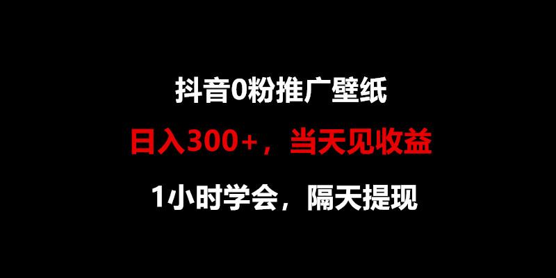 日入300+，抖音0粉推广壁纸，1小时学会，当天见收益，隔天提现-谷进海小站