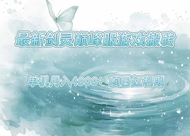 最新剑灵巅峰服游戏搬砖，项目红利期，单机稳定4000+操作简单好上手-谷进海小站