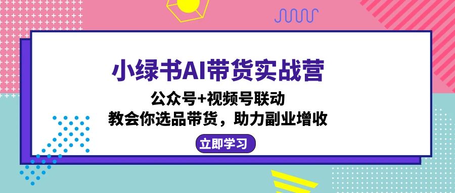 小绿书AI带货实战营：公众号+视频号联动，教会你选品带货，助力副业增收-谷进海小站