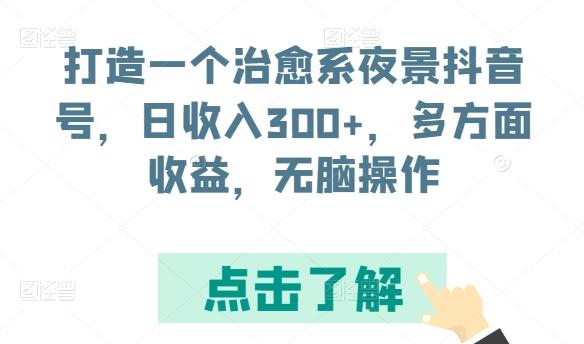 打造一个治愈系夜景抖音号，日收入300+，多方面收益，无脑操作【揭秘】-谷进海小站