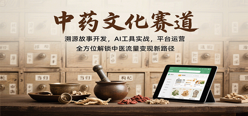 中药文化赛道：溯源故事开发，AI工具实战，平台运营，全方位解锁中医流量变现新路径-谷进海小站