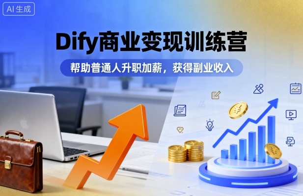 Dify商业变现训练营，帮助普通人升职加薪，获得副业收入-谷进海小站