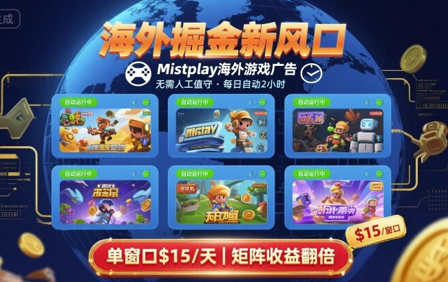 海外掘金新风口，Mistplay海外游戏广告，每日自动运行，单窗口稳入2美刀 ，可矩阵操作【揭秘】-谷进海小站