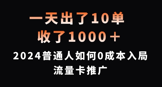 一天出了10单，收了1000+，2024普通人如何0成本入局流量卡推广【揭秘】-谷进海小站