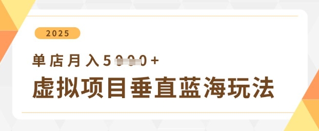 虚拟项目垂直玩法，实现单店月入5k+-谷进海小站