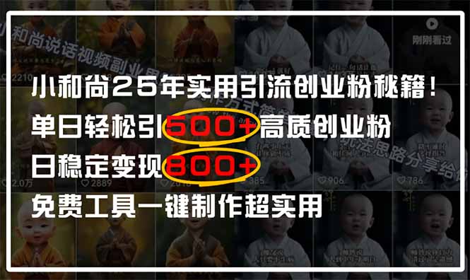 小和尚2025年实用引流秘籍！单日轻松引500+高质量创业粉，日变现800+，…-谷进海小站