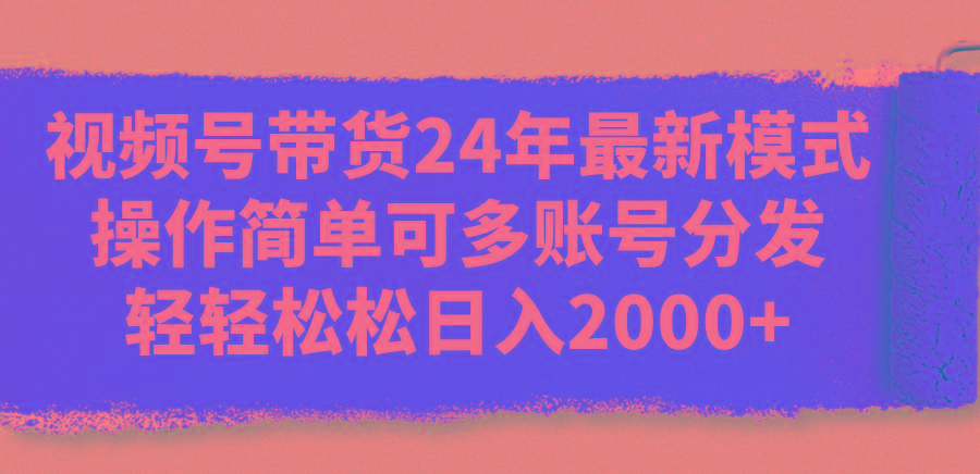 视频号带货24年最新模式，操作简单可多账号分发，轻轻松松日入2000+-谷进海小站