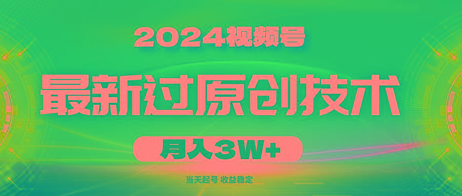 2024视频号最新过原创技术，当天起号，收益稳定，月入3W+-谷进海小站