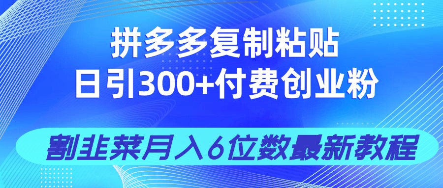 拼多多复制粘贴日引300+付费创业粉，割韭菜月入6位数最新教程！-谷进海小站