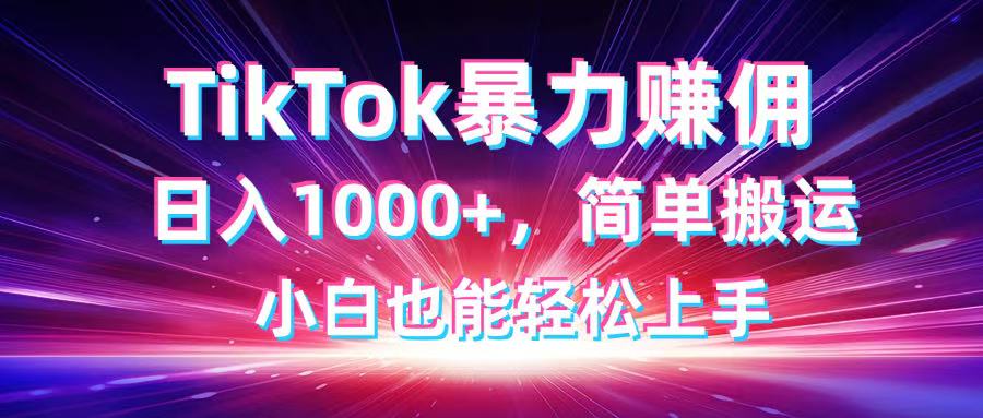 TikTok搬运暴力赚佣，日入1000+，简单搬运，小白也能轻松上手-谷进海小站