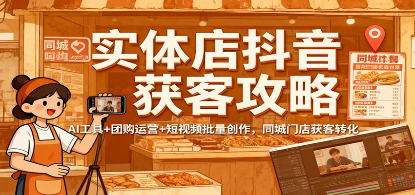实体店抖音获客攻略：AI工具+团购运营+短视频批量创作，同城门店获客转化-谷进海小站