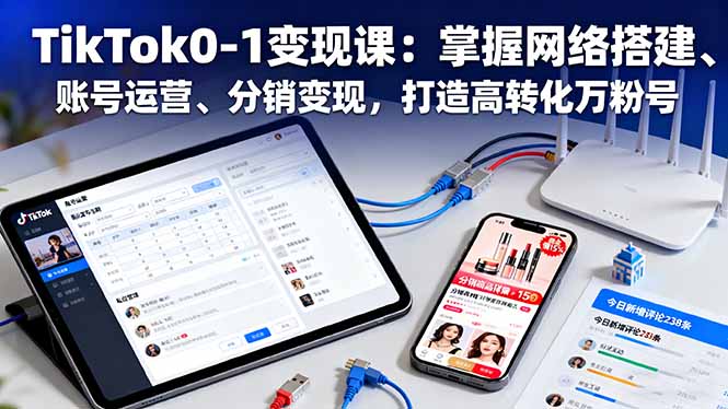 TikTok0-1变现课：掌握网络搭建、账号运营、分销变现，打造高转化万粉号-谷进海小站